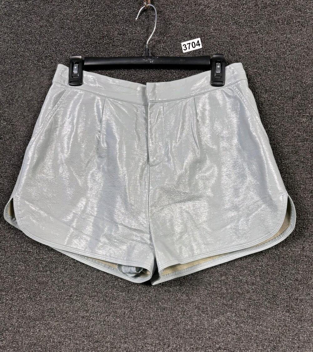 Grey Lab Faux Leather High Waist Shorts Womens Size M Light Gray Lined
